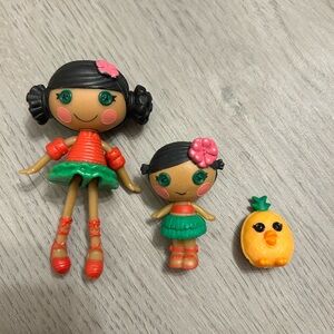 Rare Lalaloopsy Mini Littles Tiki Wiki Kiwi Sister Dolls Mango Pet Bird Lot Set